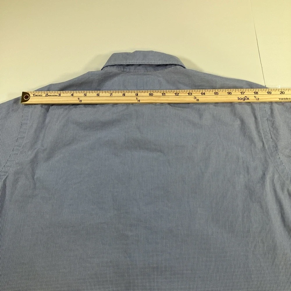 Vintage Polo Ralph Lauren Andrew Dress Shirt Mens 16 34/35 Blue Mini Check